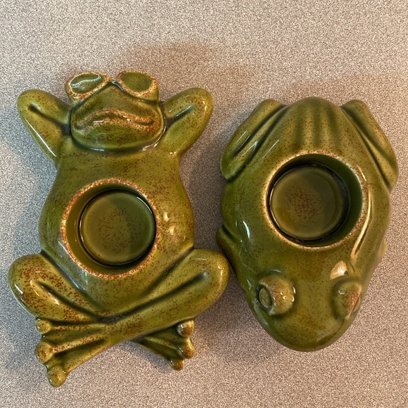 Partylite - pair of frog tea lite candle holders. - Picture 2 of 9